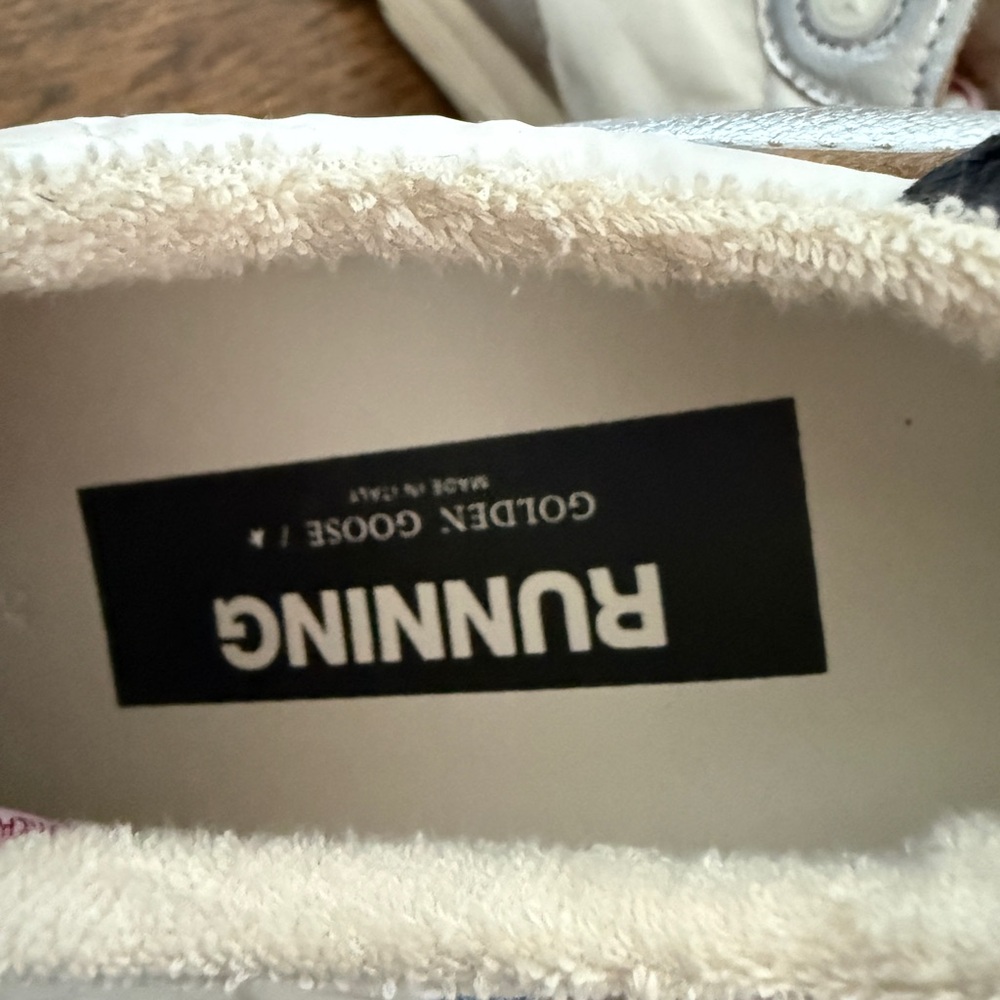 Golden Goose Silver and Cream Sneakers running sole metallic sneaker sz 40 - Picture 8 of 13